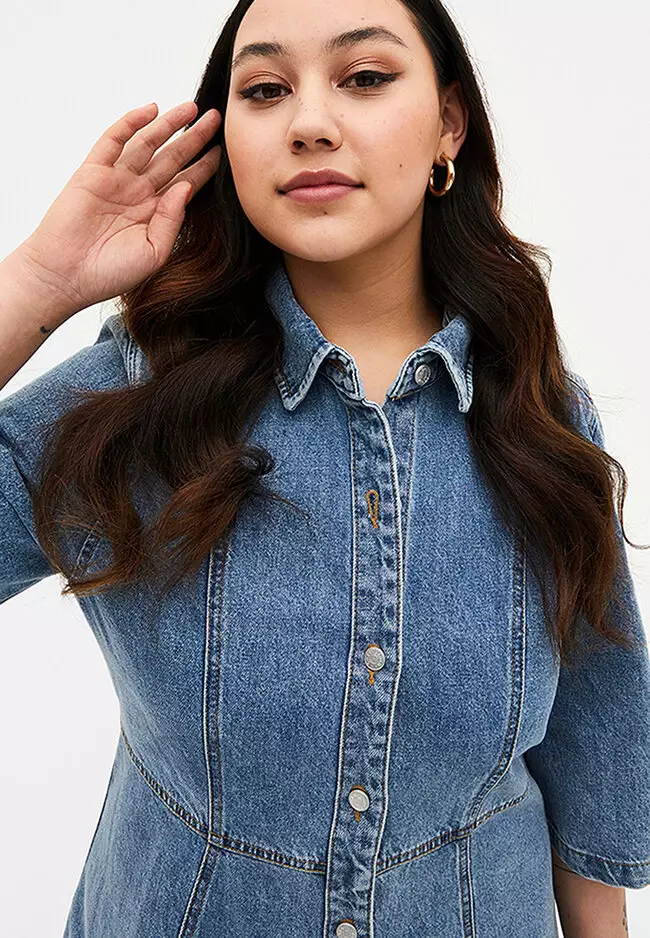 Monki denim hotsell shirt dress