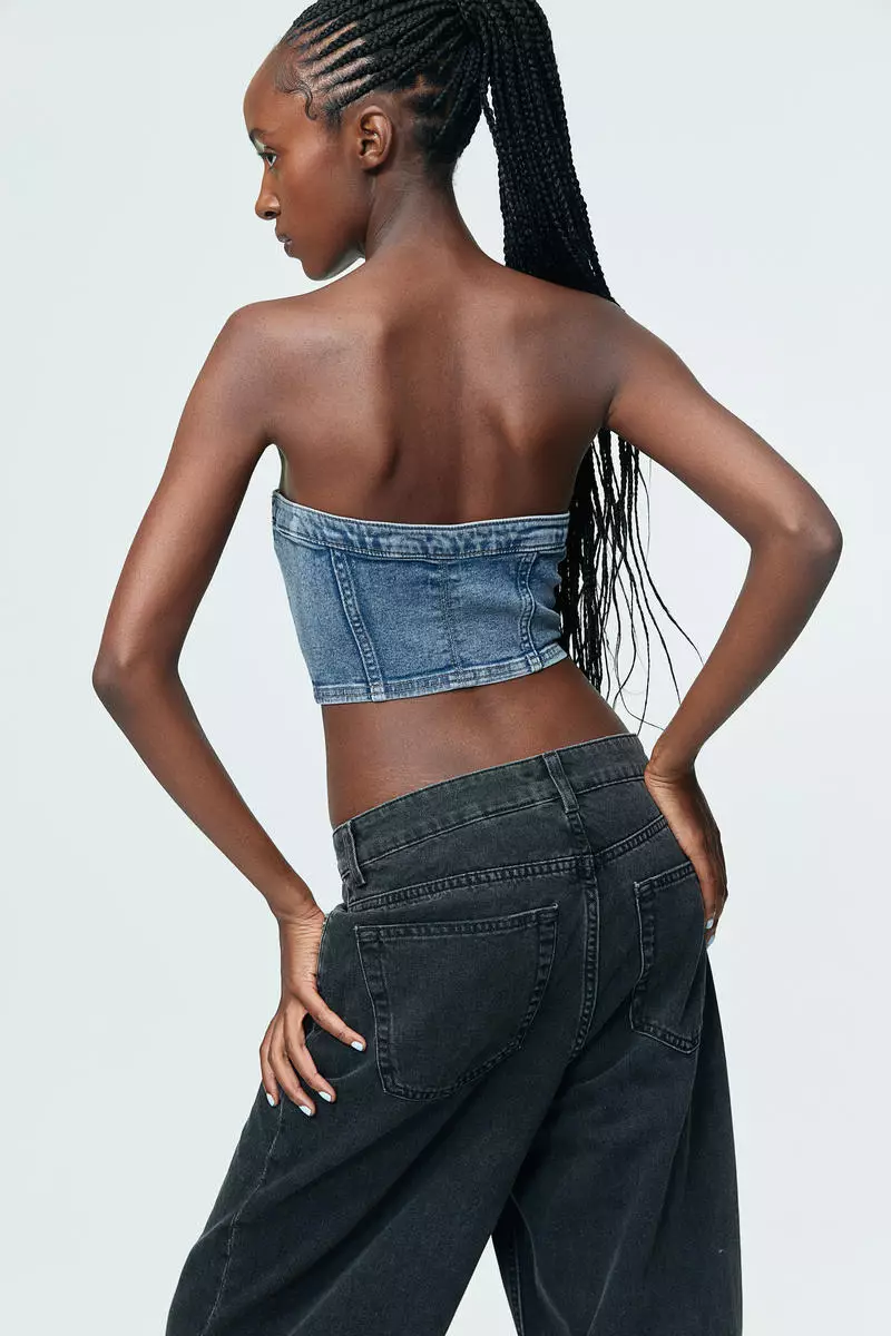 Denim bustier top