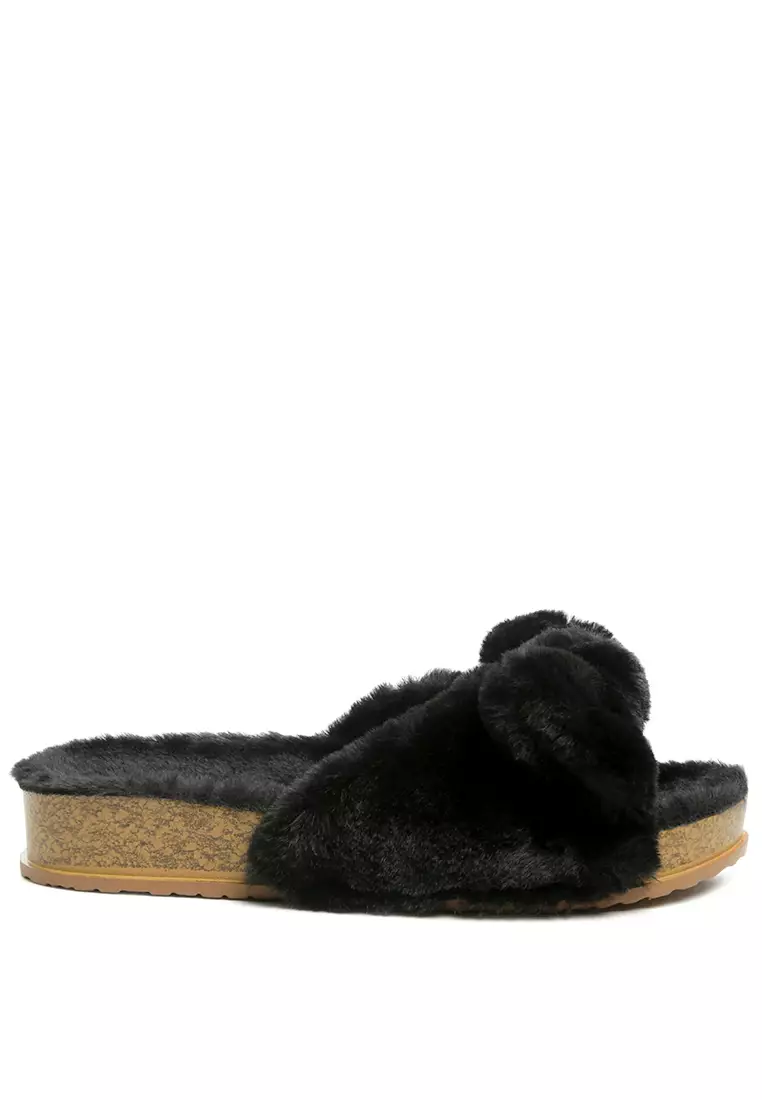 Discount on London Rag  shoes - SKU: Bow Fur Flats In Black