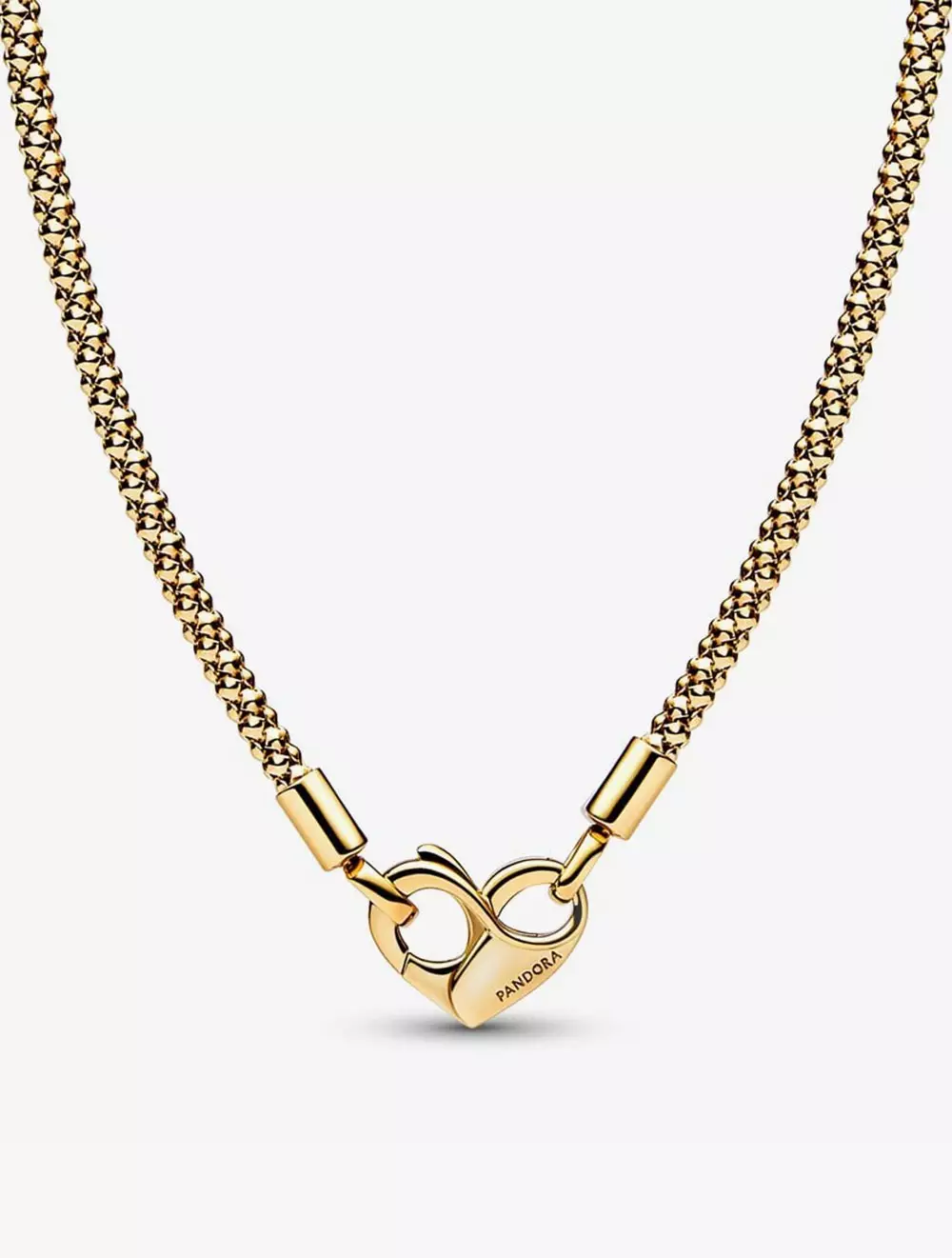 Jual PANDORA Studded chain 14k gold-plated necklace with heart