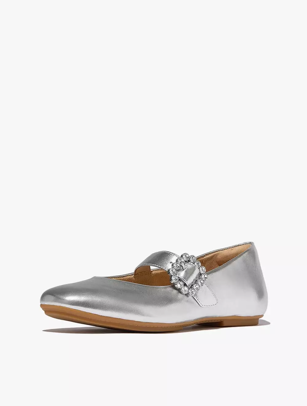 Fitflop Delicato Crystal-Buckle Leather Mary Janes - Silver