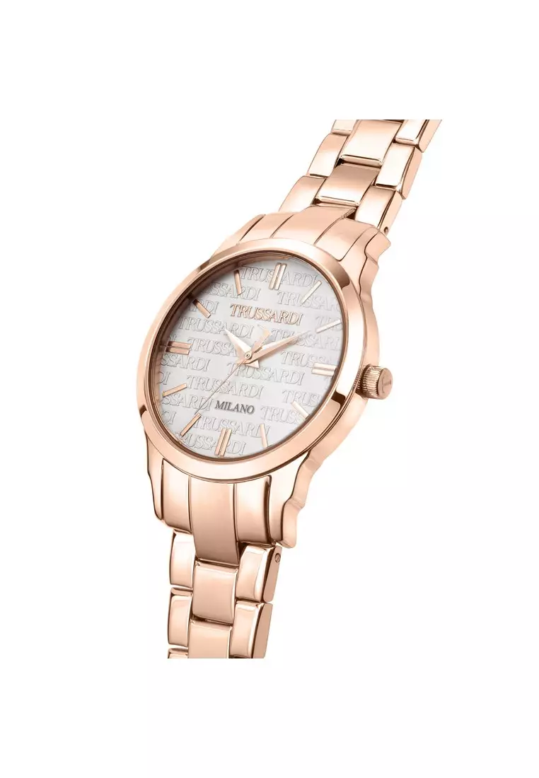 【2 Years Warranty】Trussardi T-Bent 32mm White Silver Dial Ladies Quartz Watch R2453141506