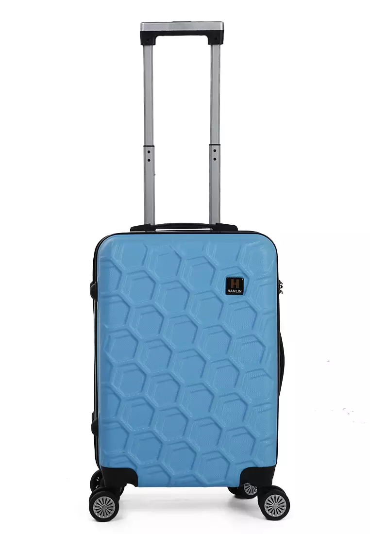 Carlton Koper Hardcase Desain Hexagon Size 20 Inch Suitcase Unisex with Rear Compartment Rubber Slot Material ABS+PVC Coated ORIGINAL - Light Blue