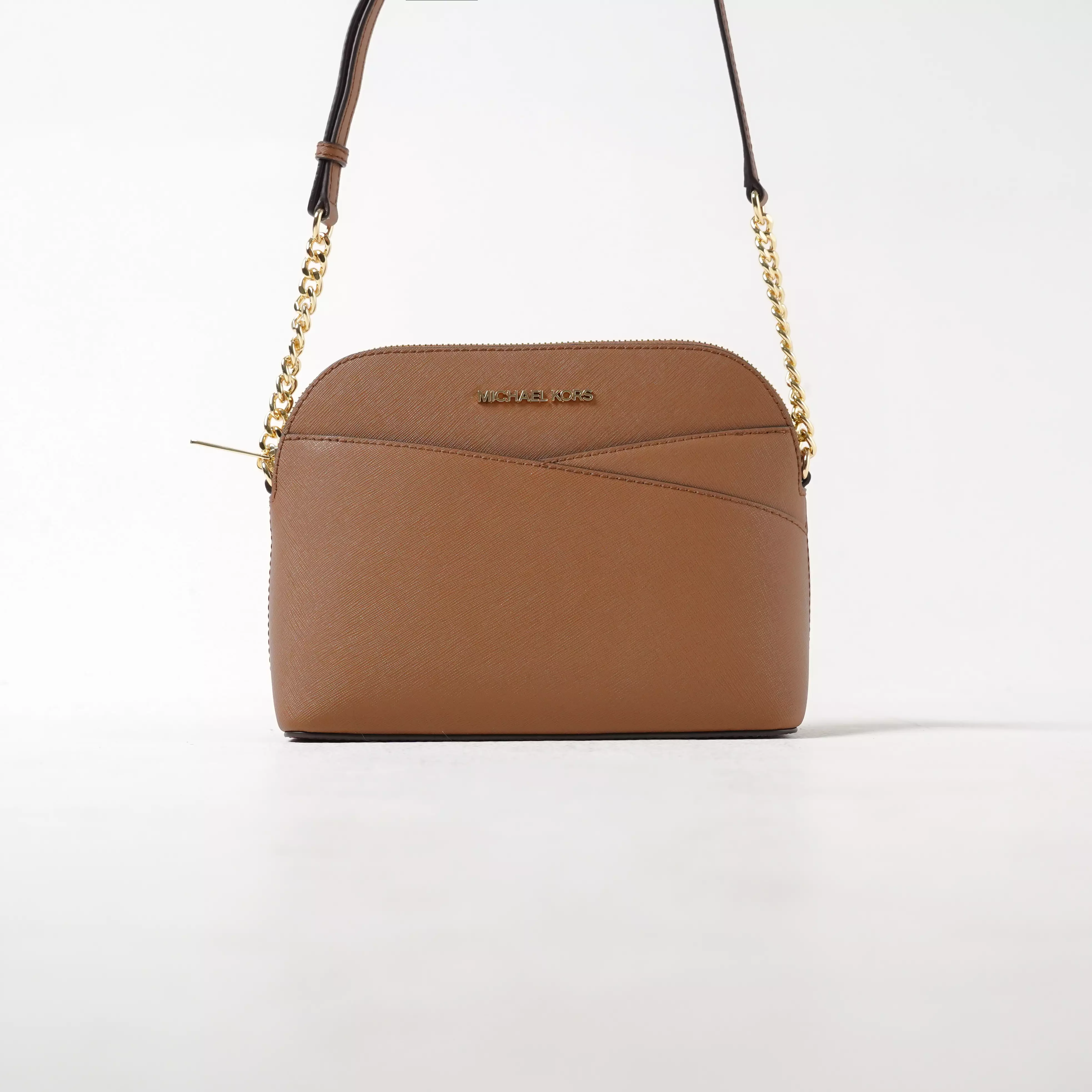 Tas MICHAEL KORS JET SET DOME GHW BROWN CHAIN SHOULDER BAG 100% ORIGINAL