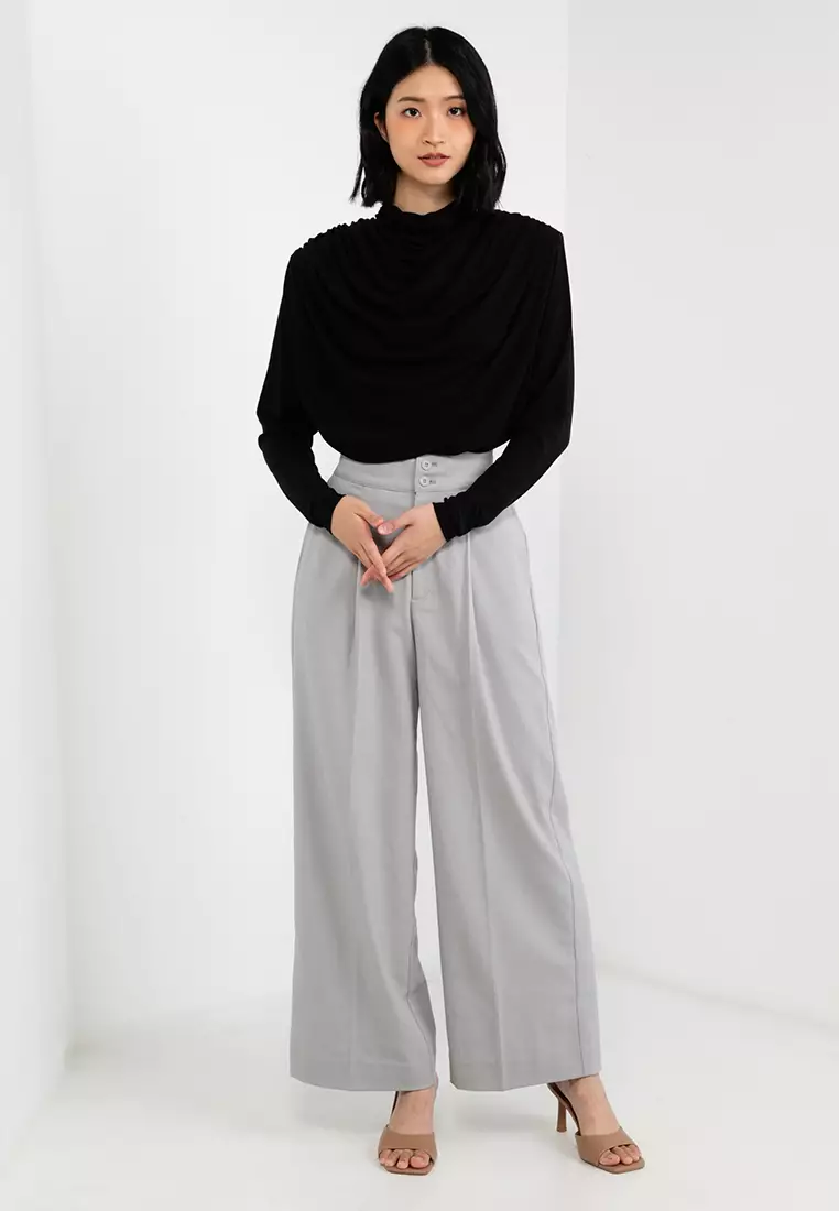 Draped Turtleneck Top