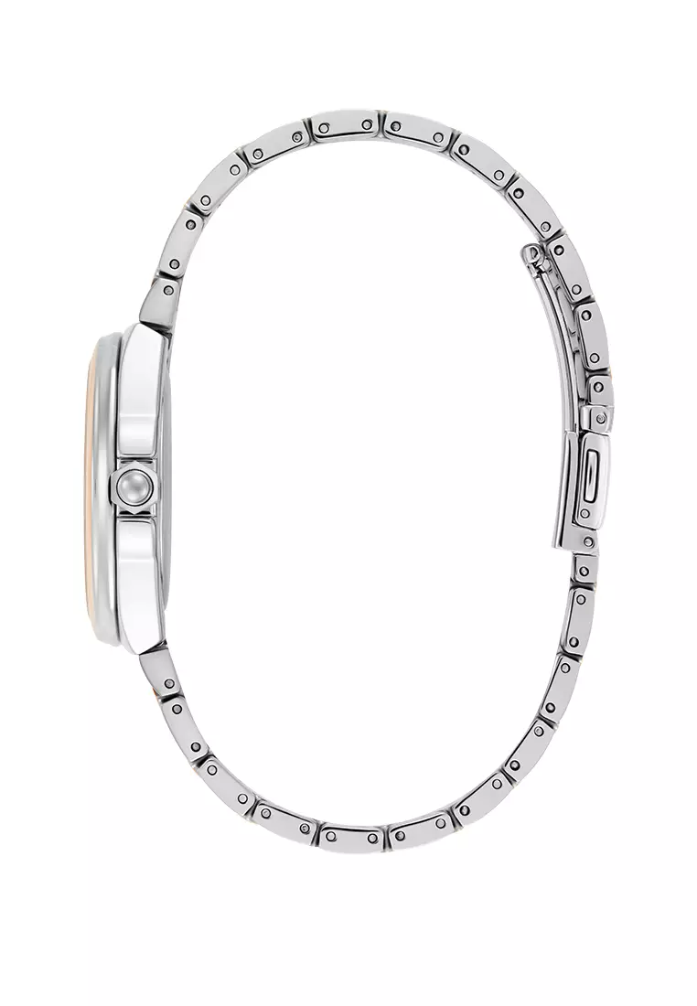 Olivia Burton Chalk Blue Sunray Dial with CD Textured Outer Ring TT SS/RG Honeycomb Link Bracelet 34mm - 24000204