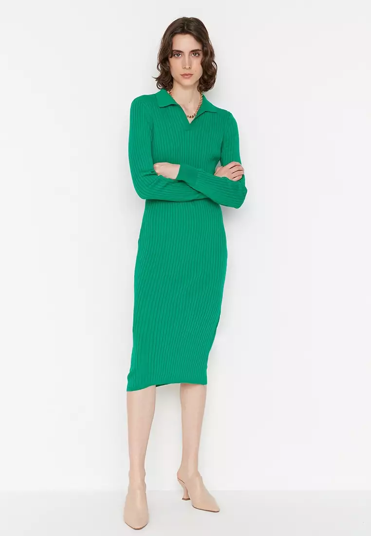 Long Sleeves Knit Polo Dress