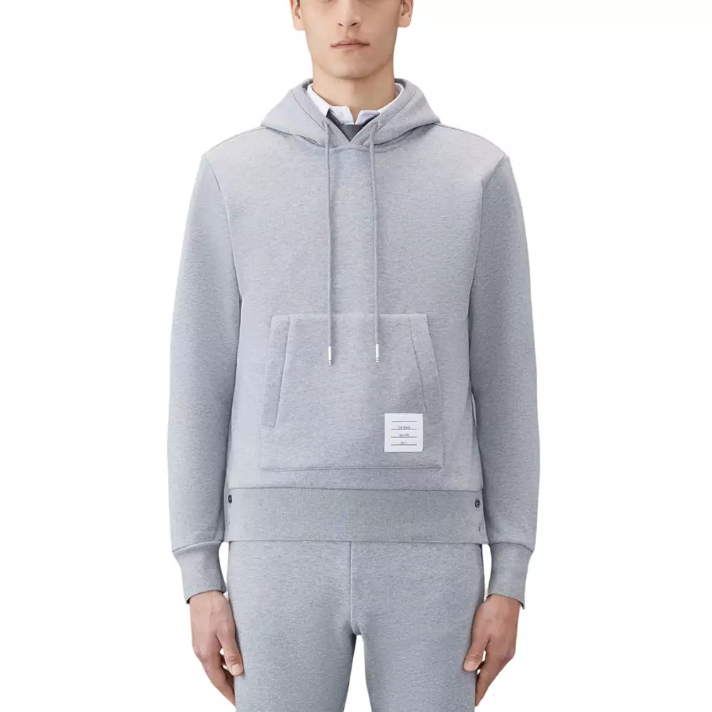 Center Back RWB Stripe Loopback Jersey Knit Hoodie Light Grey