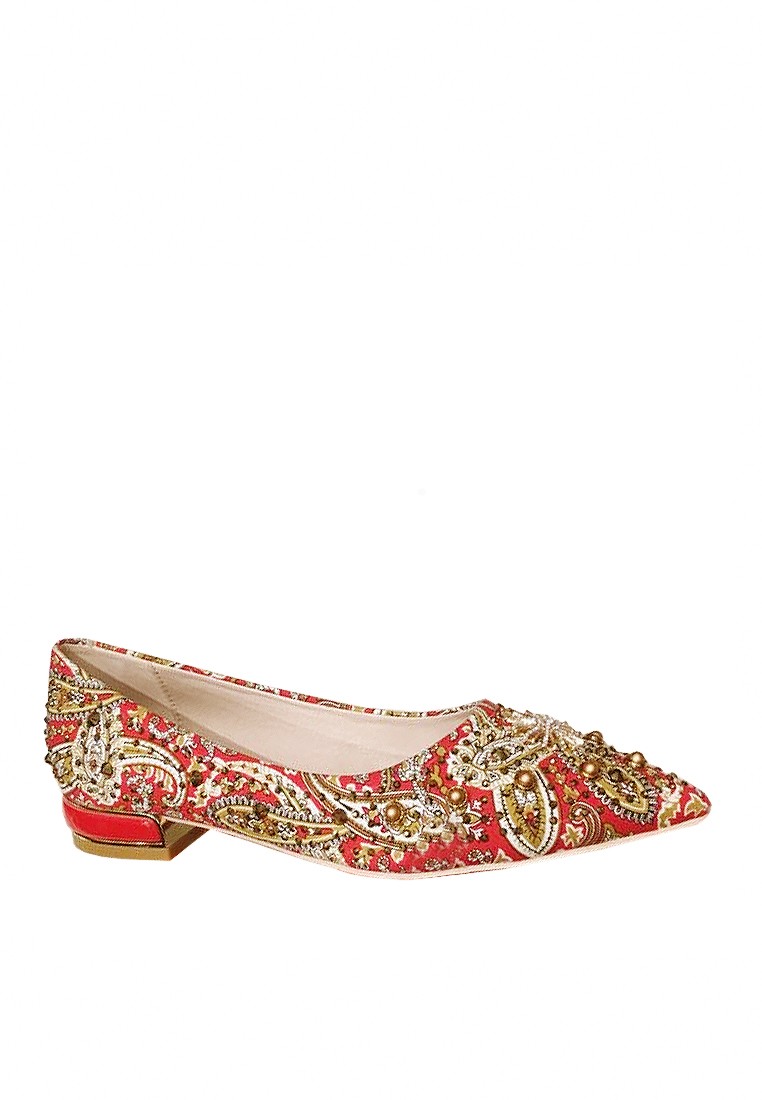 VANSA Printed Rhinestone Evening and Bridal Low Heel Shoes VSW-P862