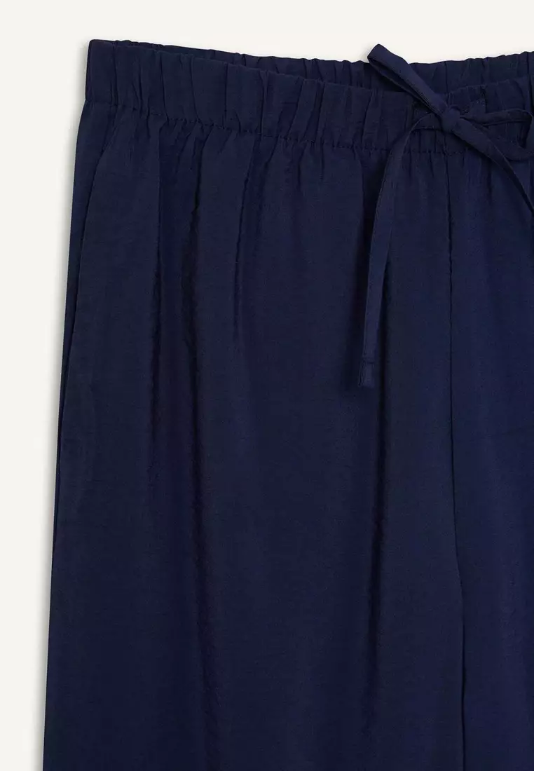 Regular Fit Stretchy Waisted Beach Pants-Fall in Love E1172Ax25Sm