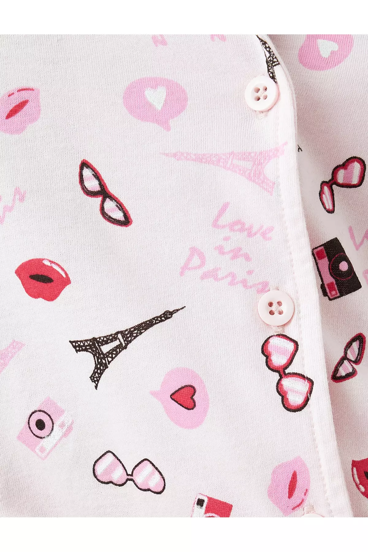 Knitted Paris Themed Heart Shorts Pajama Set