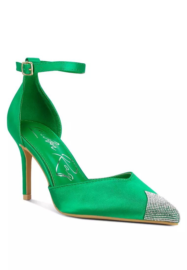Green Toe Cap Embellished Sandals