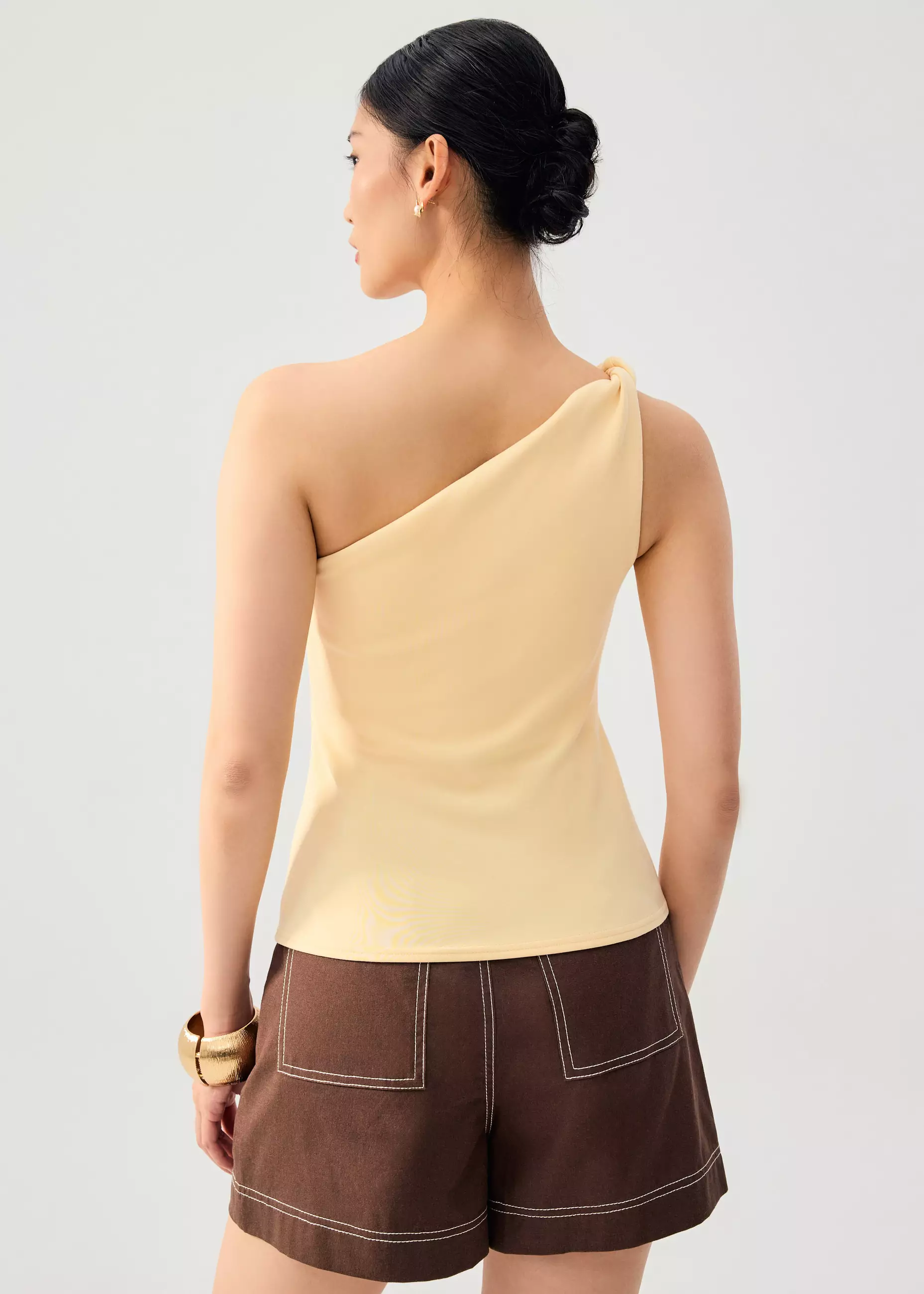 Atasan Wanita - Tencel Shoulder Twist Toga Fitted Top