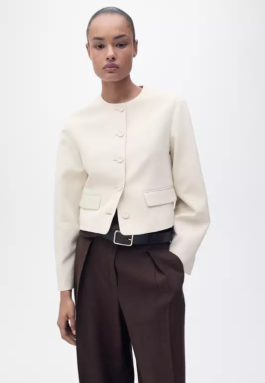 Linen-Blend Jacket with Buttons