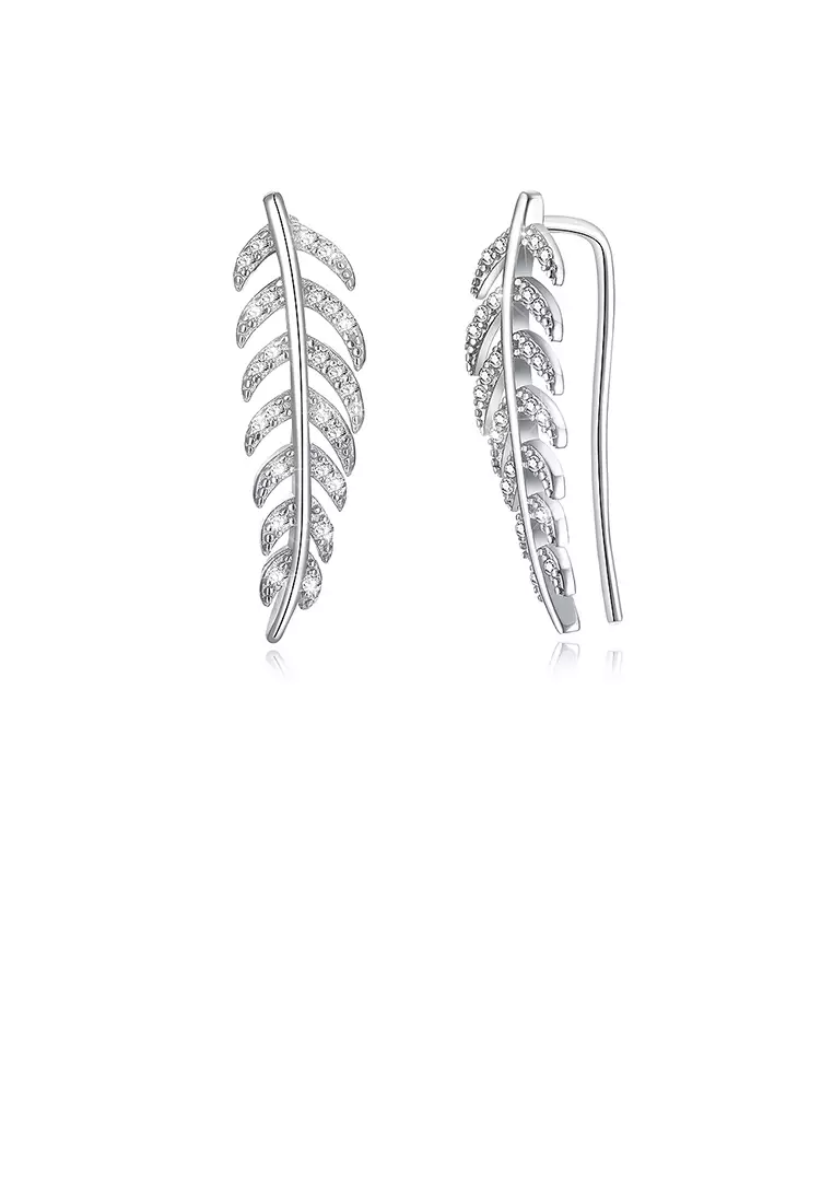 White online leaf earrings