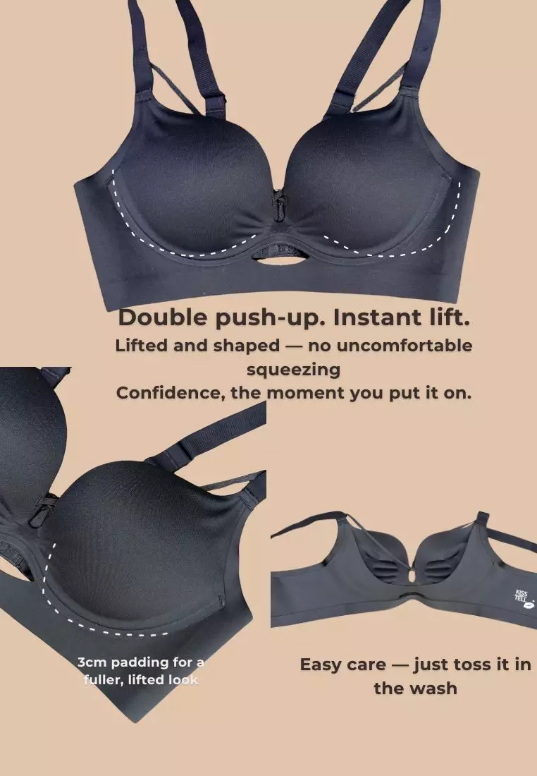 Milano Wireless Push Up Bra in Black