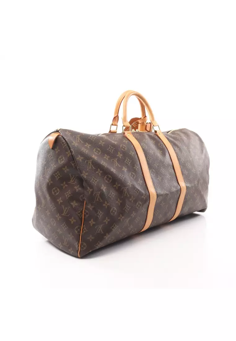 (RAYA SALE) LOUIS VUITTON KEEPALL BANDOULIERE 55 DAMIER EBENE CANVAS