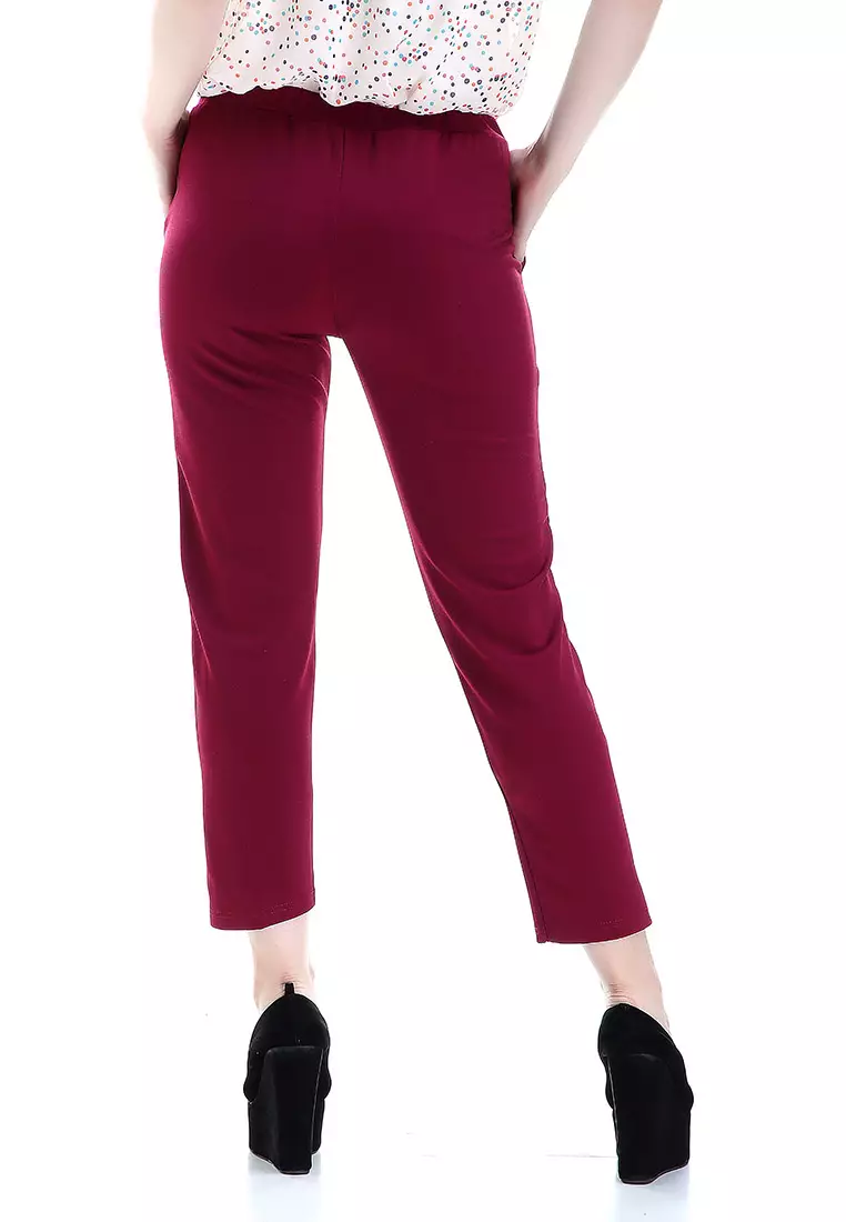 Opium Celana Panjang Wanita Rubbery Waist Long Pants Woman - Magenta