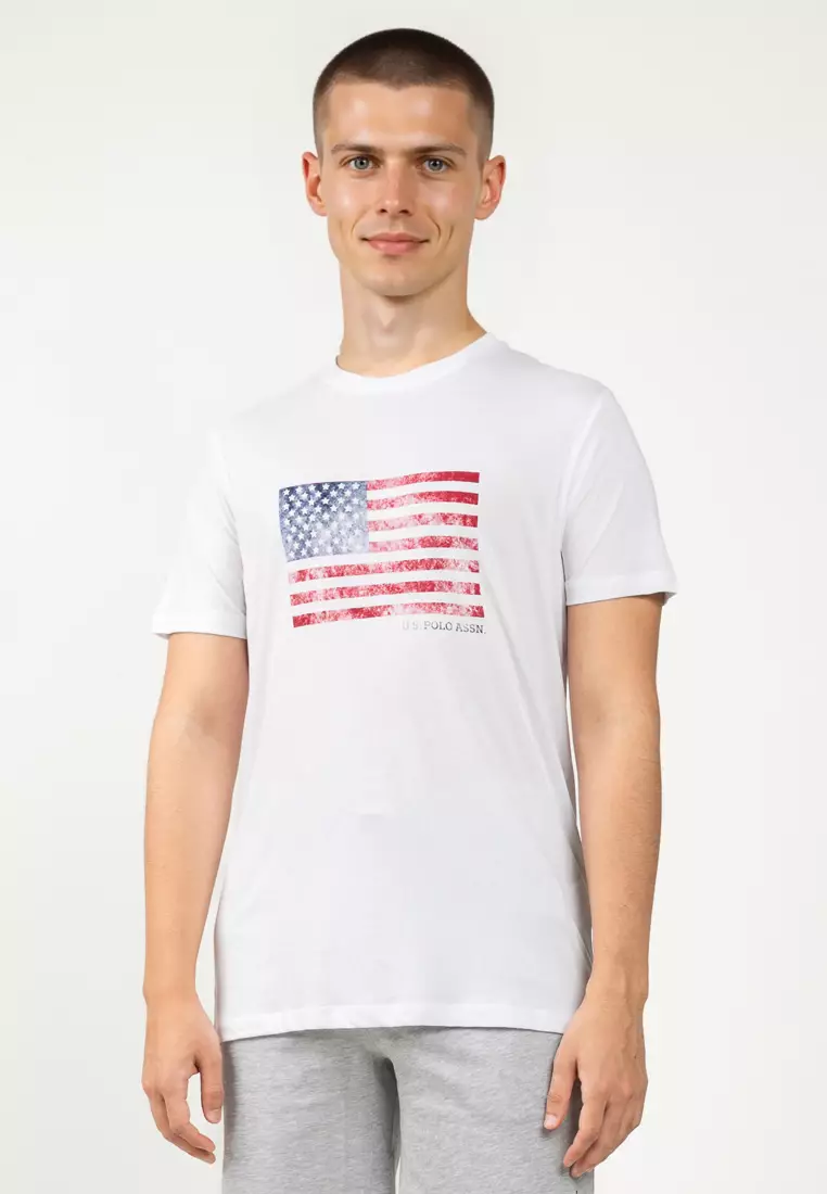 Jual US POLO ASSN USA Flag Graphic T-Shirt Original 2025 ZALORA
