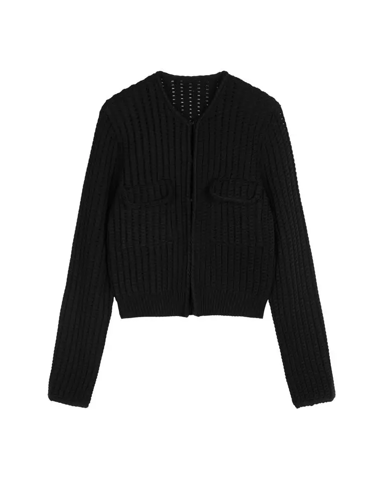 修身短款開襟毛衫