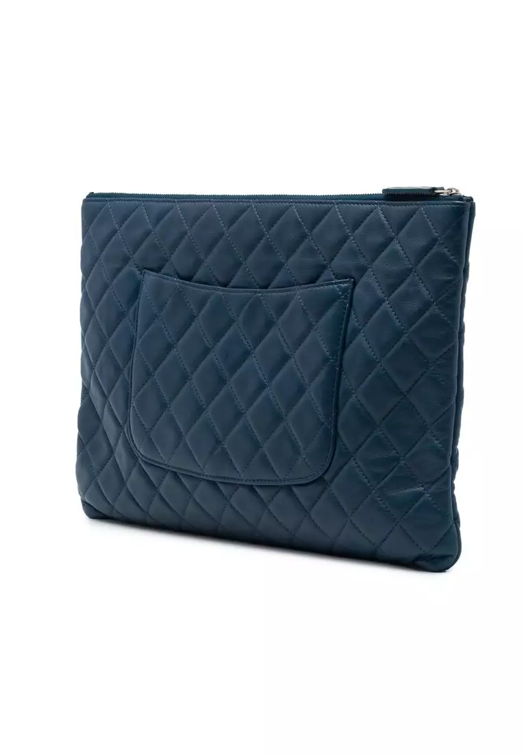 Pre-Loved Chanel Large Quilted Lambskin O Case Clutch