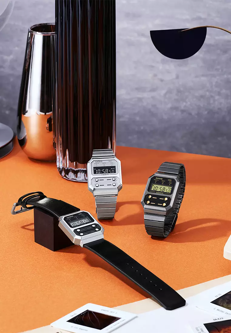 Casio - Jam Tangan Digital Wanita - Silver - Stainless Steel Bracelet - A100WE-7BDF