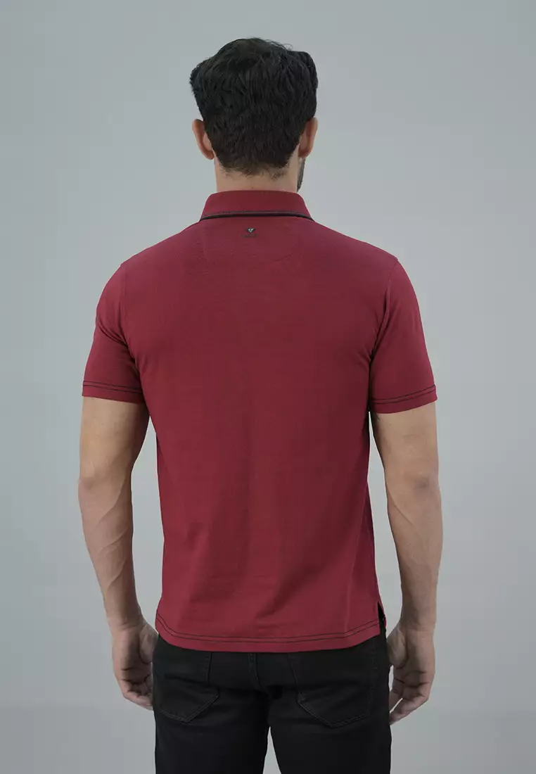 LGS - Kaos Casual Pria - Kaos Kerah Wangky - Kaos Polo Pria - Lengan Pendek - Polos Maroon - JWS.325.L3133F.01.C