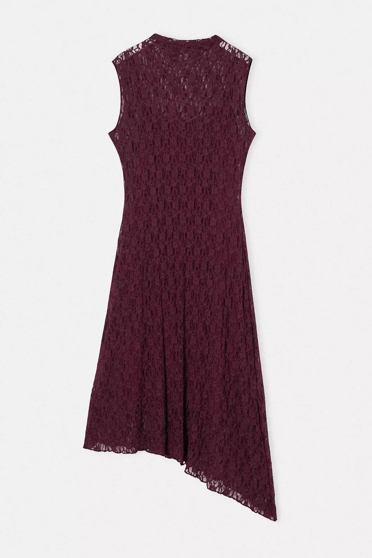 Plum Plain Asymmetrical Maxi Knitted Lace Plus Size Dress Tbbss26Ah00206