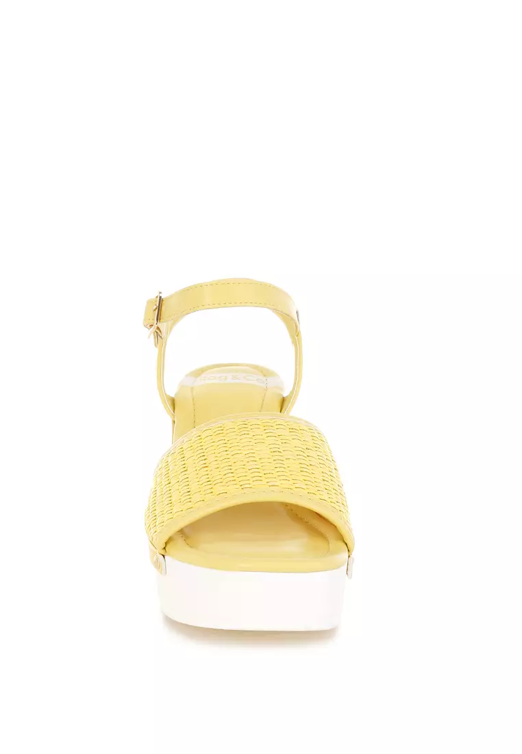 Raffia Chunky Sandals In Yellow