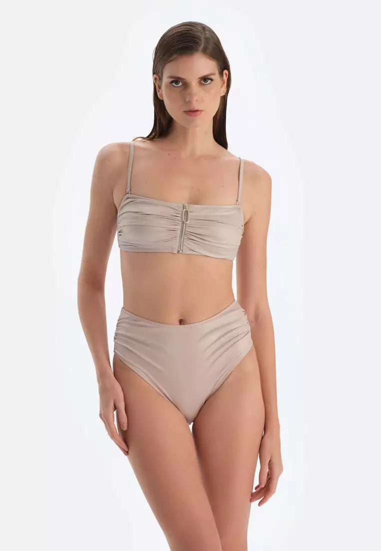 Buy DAGİ Beige Strapless Bikini Top, Removable Padding, Non-wired - Main Image
