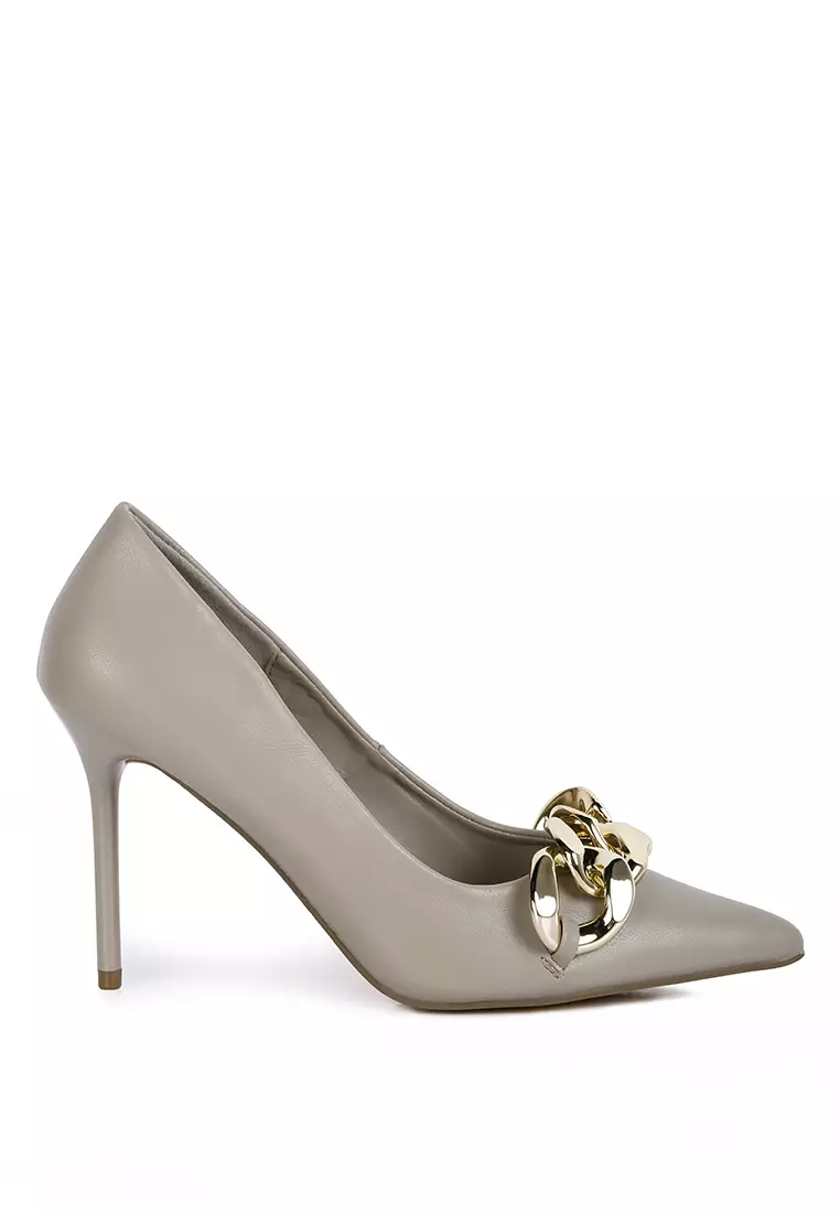 Discount on London Rag  shoes - SKU: Grey Chain Detail Pump Sandals