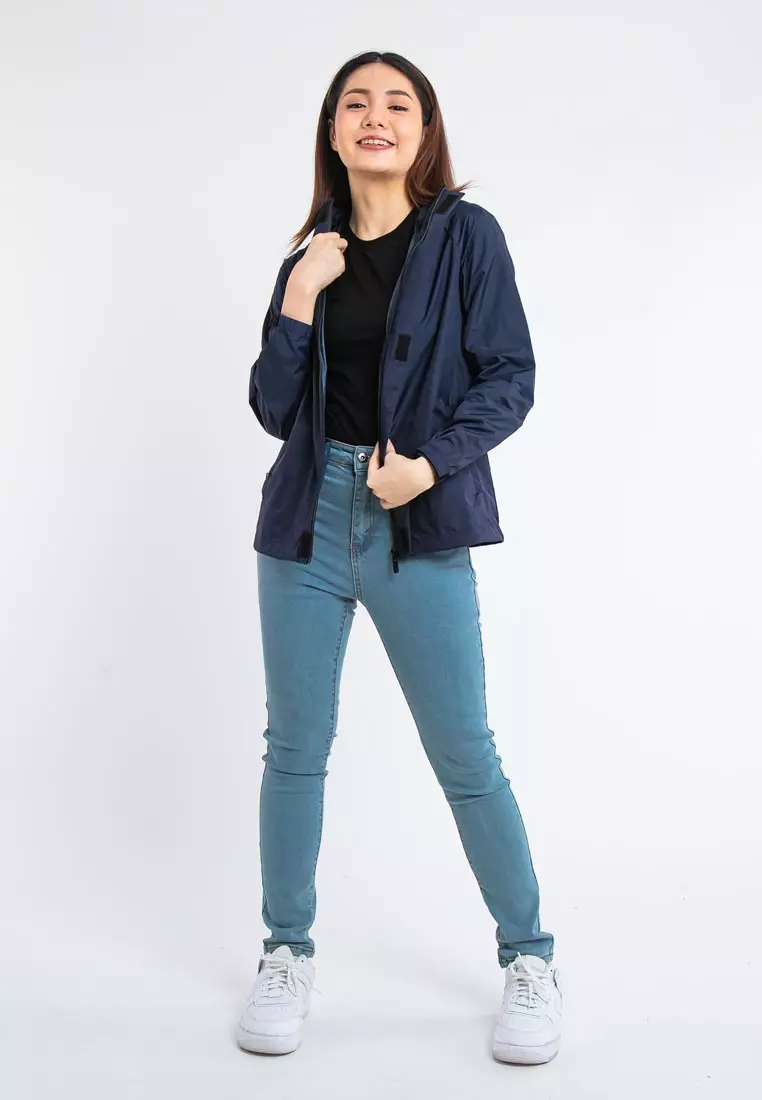 Forest Ladies Premium Windbreaker Women Trekking Biker Placket Jacket Jogging Running Hoodie Waterproof Jacket - 830119-33Navy
