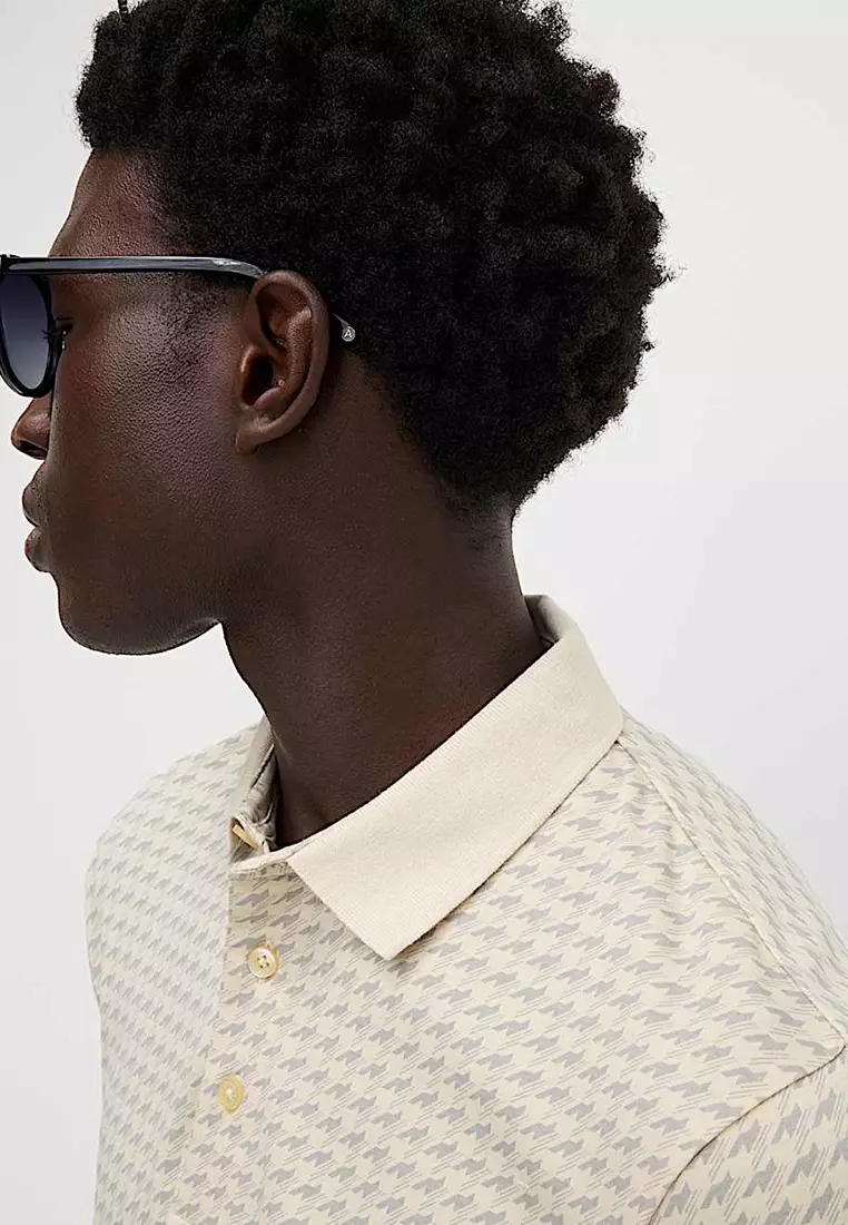 Pure Cotton Houndstooth Polo Shirt
