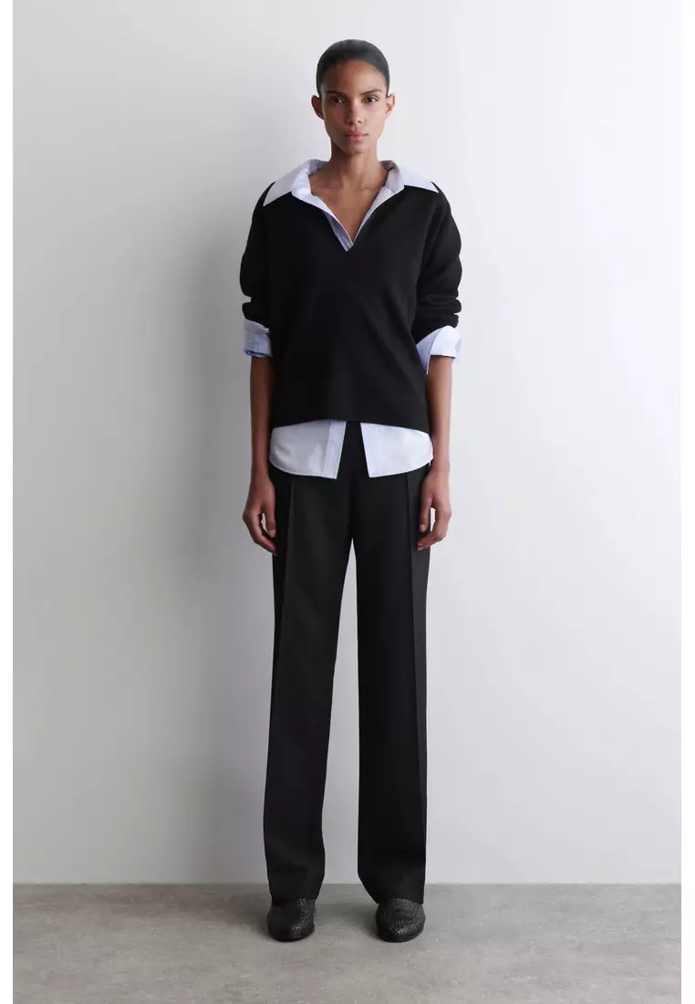 TAILORED WOOL-BLEND TROUSERS