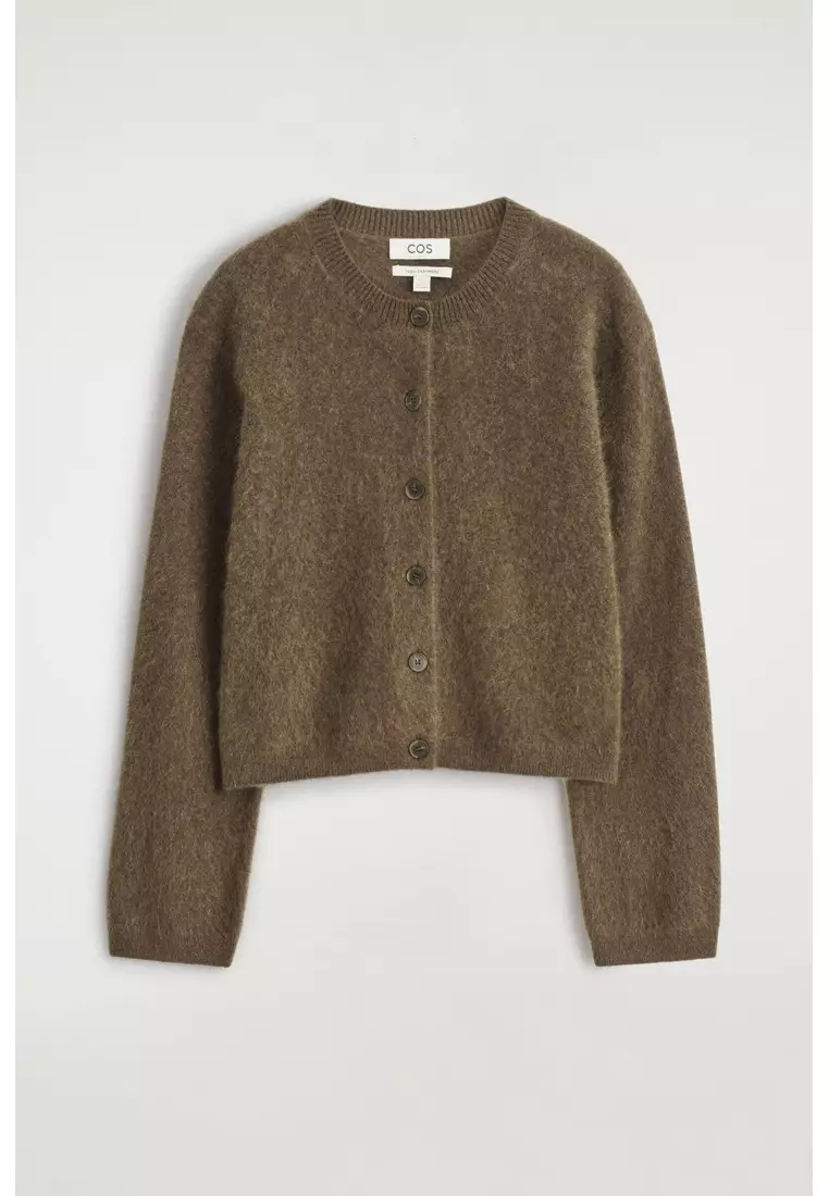 BRUSHED-CASHMERE CREW-NECK CARDIGAN