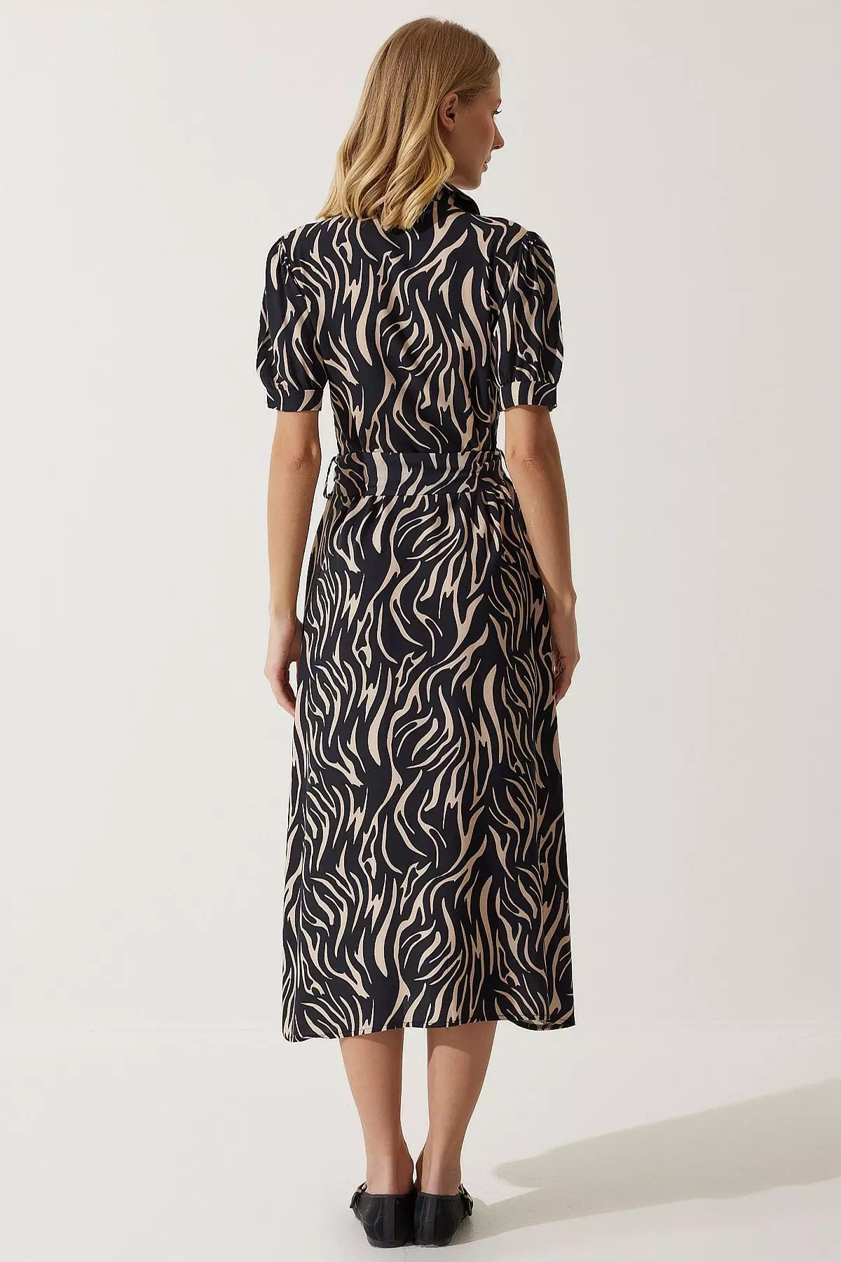 Viscose Pattern Midi Shirt Dress