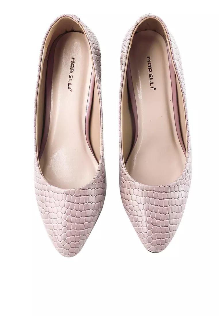 Celine Sepatu Pantofel Wanita Kantor Pumps - Pink purple Croco