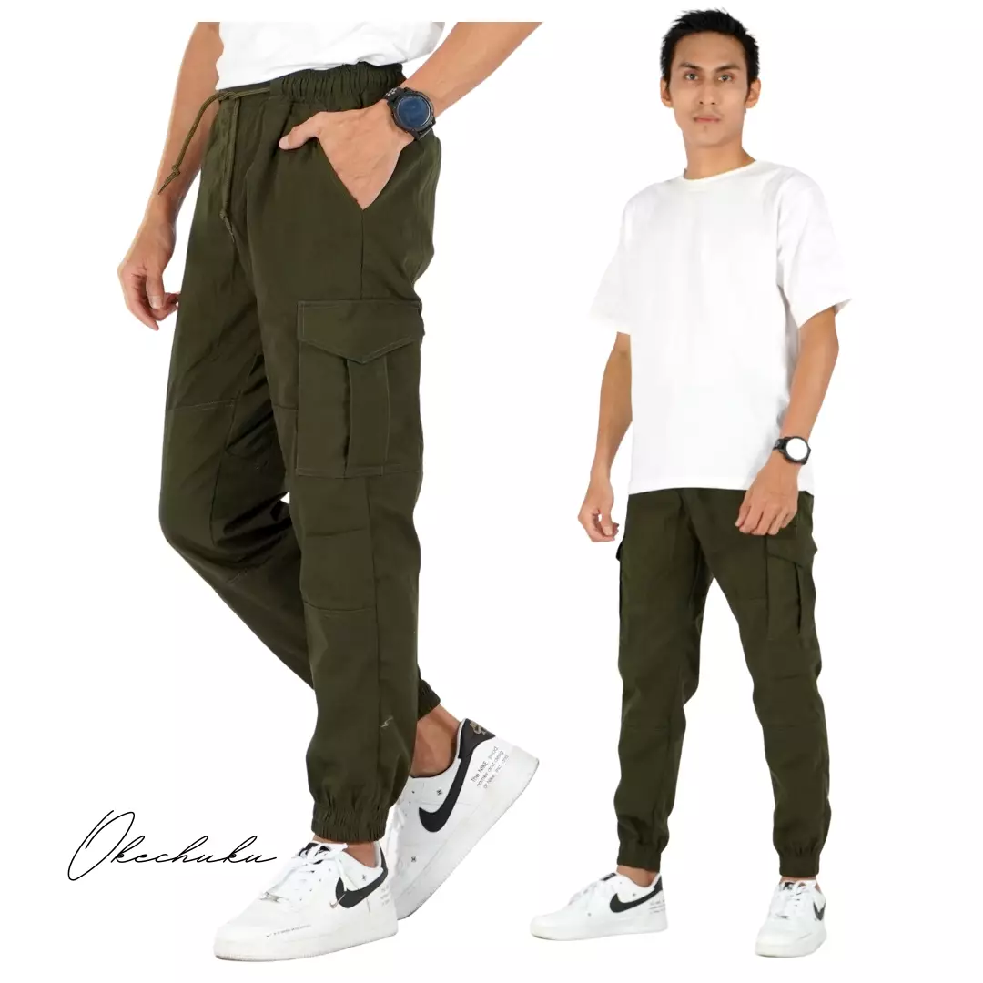  DAVE Celana Cargo Pria Cargo Pants Cargo Jogger Pria - ARMY