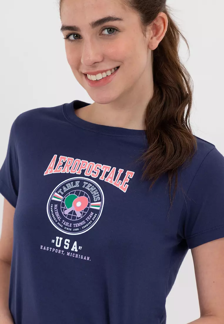 Ladies Graphic Logo Tee Naval Academy Blue