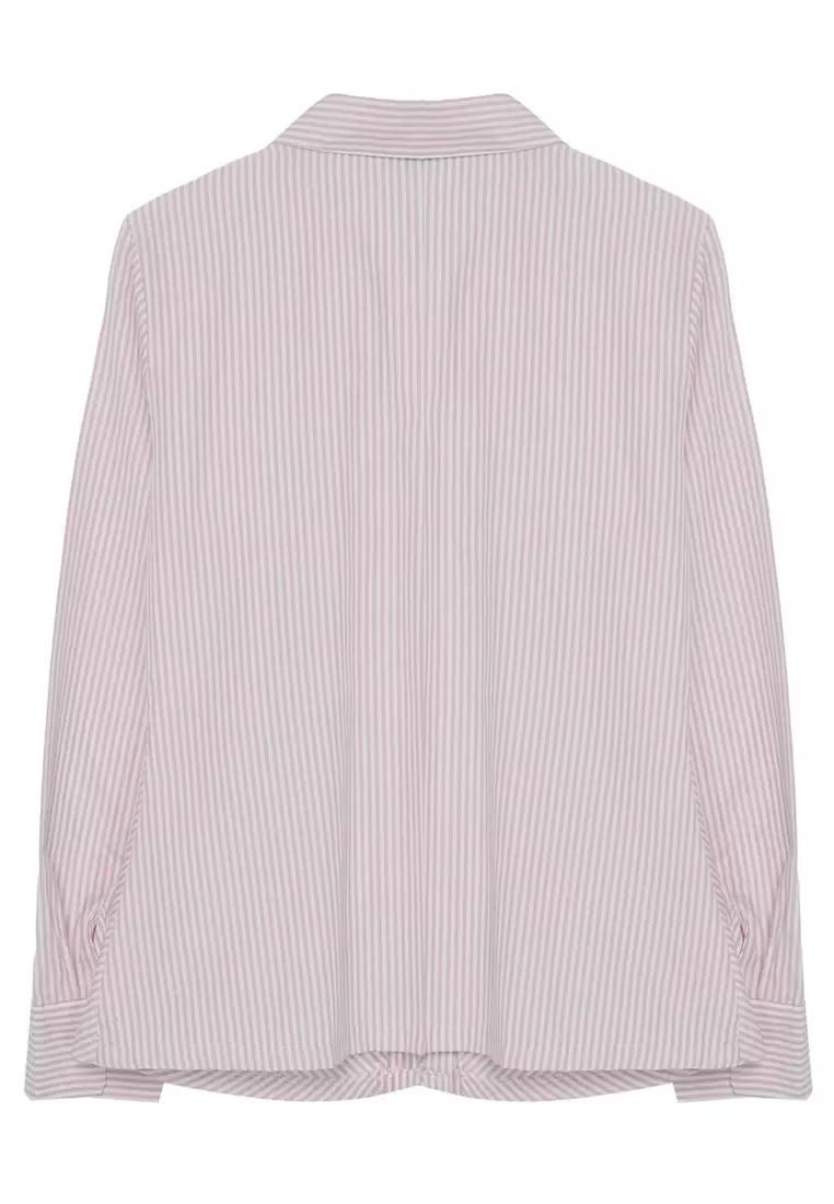 Striped Shirt with Shirring Detail