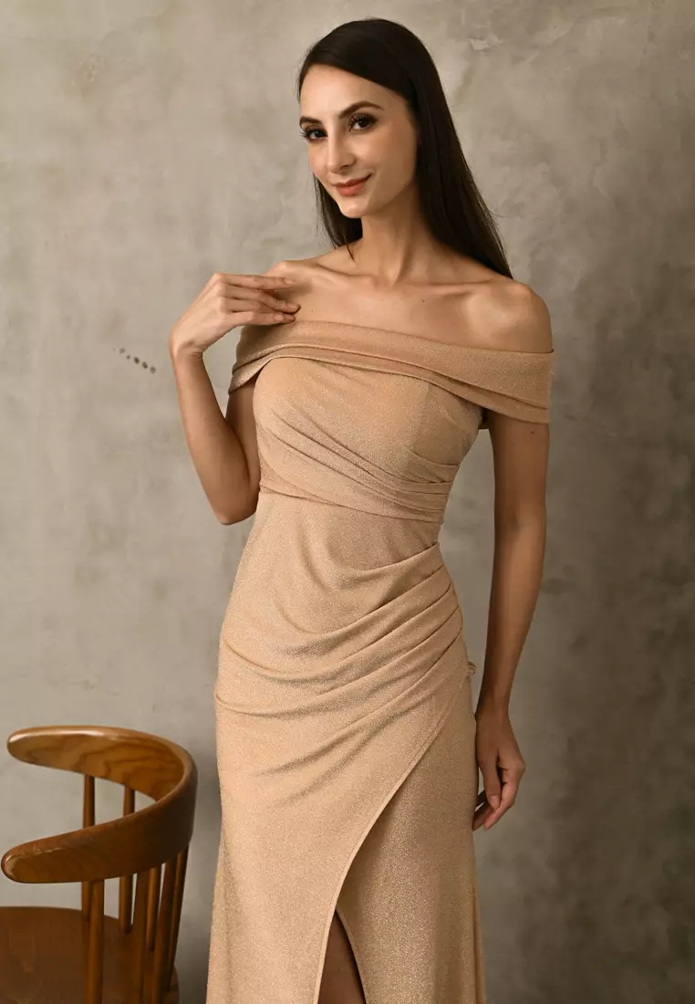Off-shoulder Glitter Dress