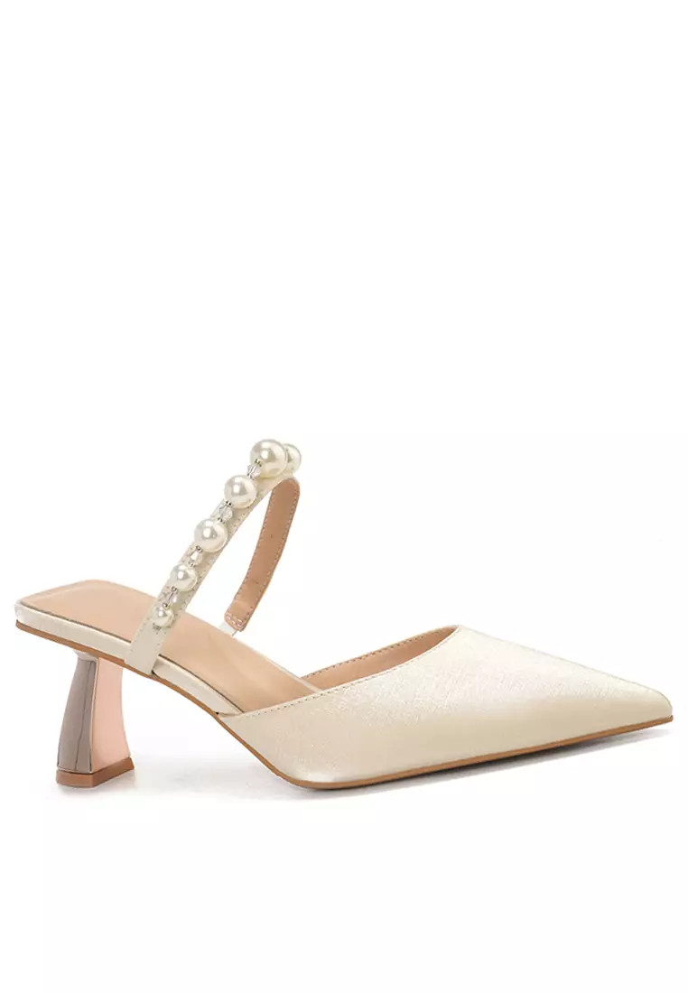 Twenty Eight Shoes 7CM Pearl Strap Backless High Heels BY2670-28