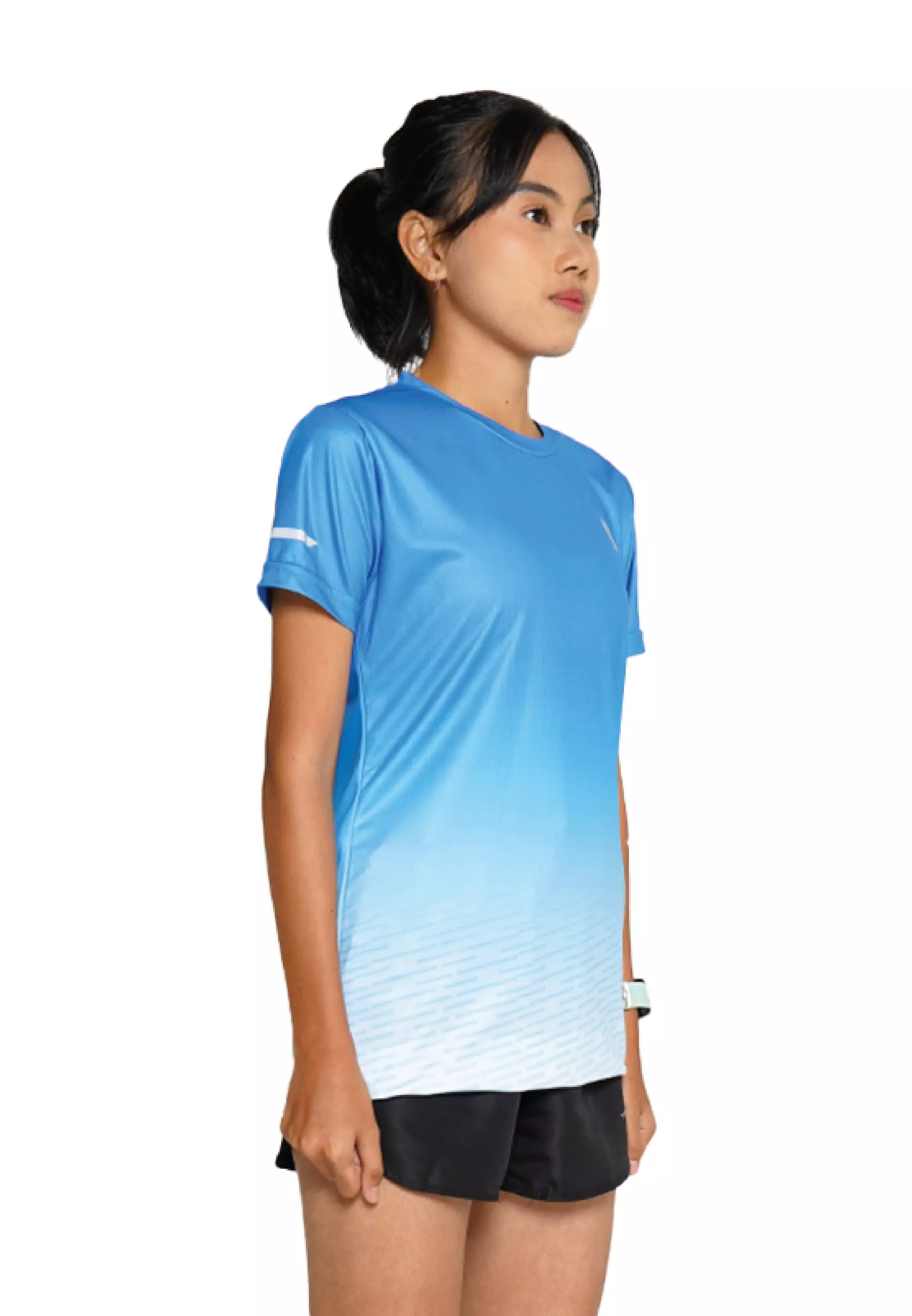 Tiento Baju Lari Ringan Jersey Running Anti UV Wanita Dry Fit Lengan Pendek Airlite Milkyblue