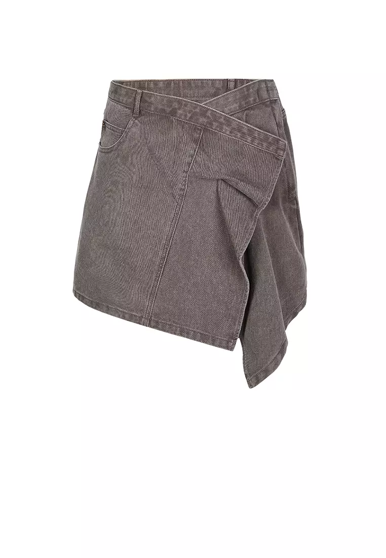 [Light Formal] Imported Italian Colored Cow A-line Short Skirt