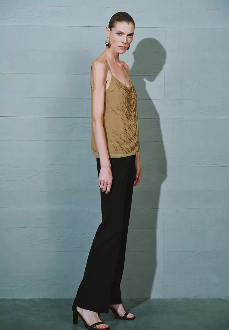 UR秋季新款女装时尚魅力氛围感水钻装饰吊带衫UWG240152