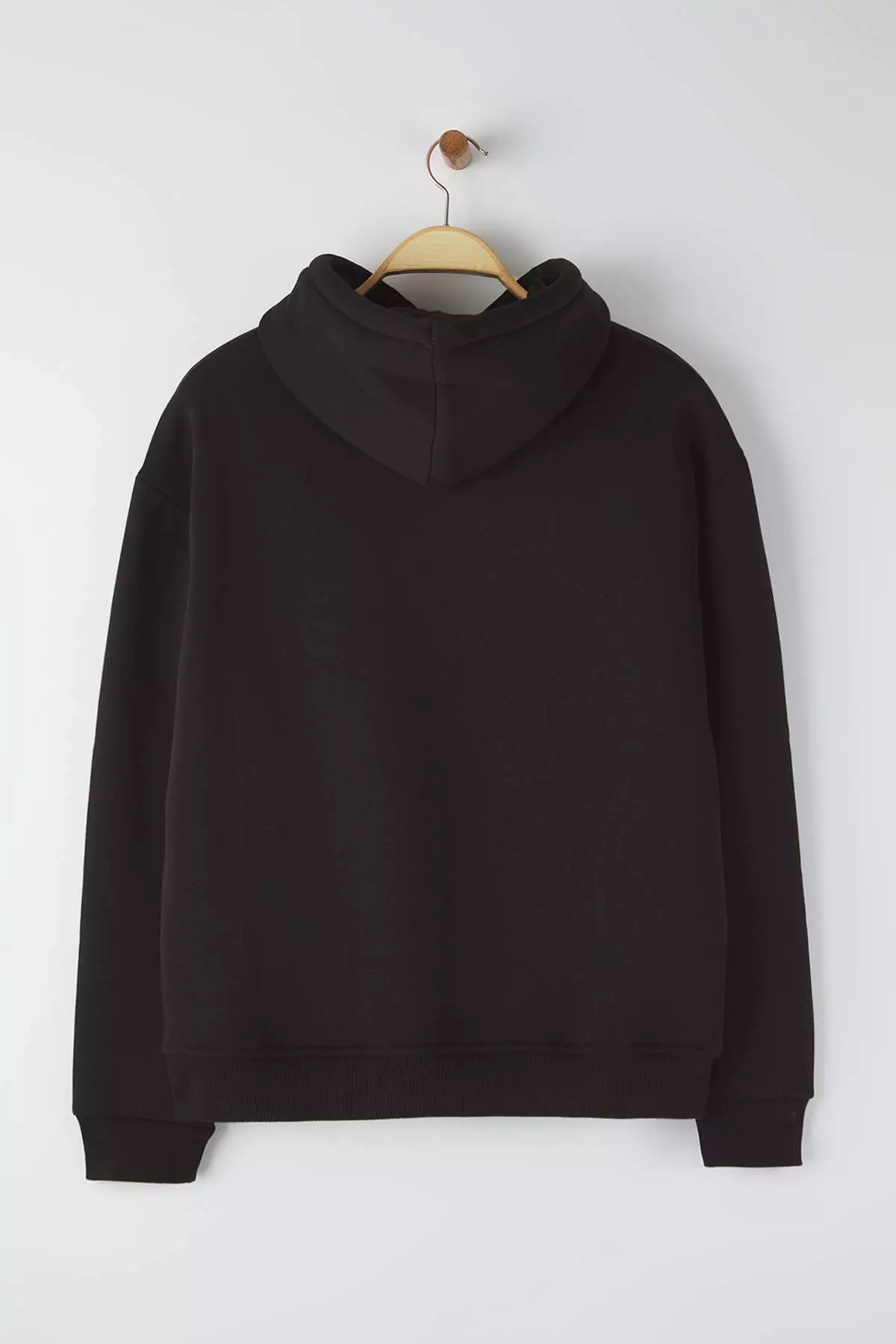 Black Pepper Embroidered Oversize/Wide Cut Fleece Inside Hooded Sweatshirt