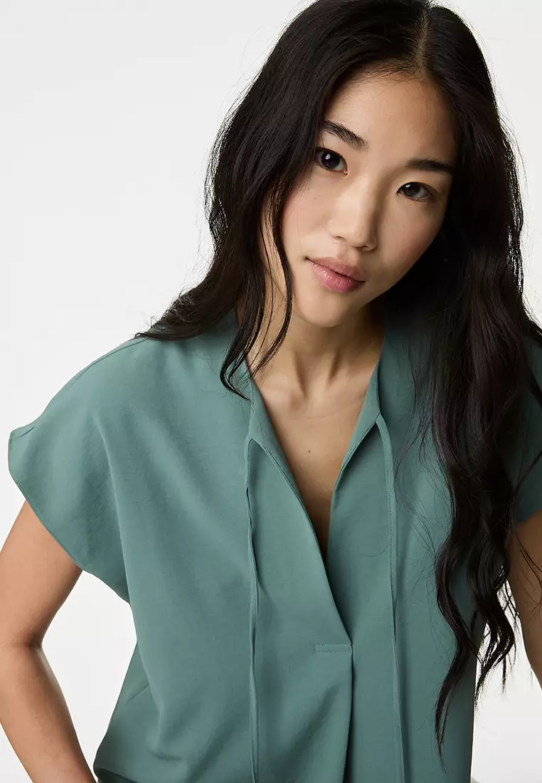 Tie Neck Popover Blouse