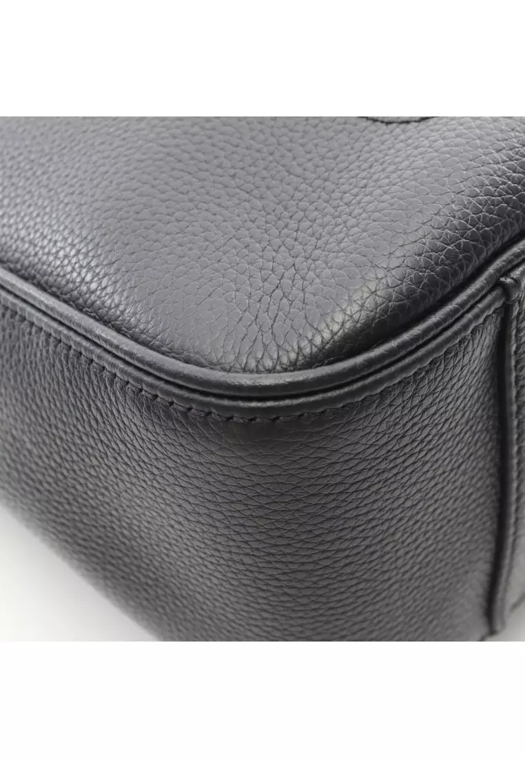 Pre-Loved Christian Dior SADDLE saddle Handbag tote bag leather black 2WAY