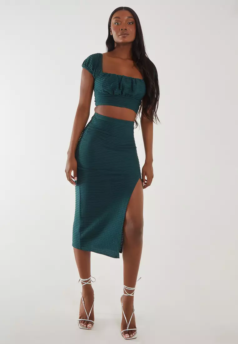 Green jersey midi skirt best sale