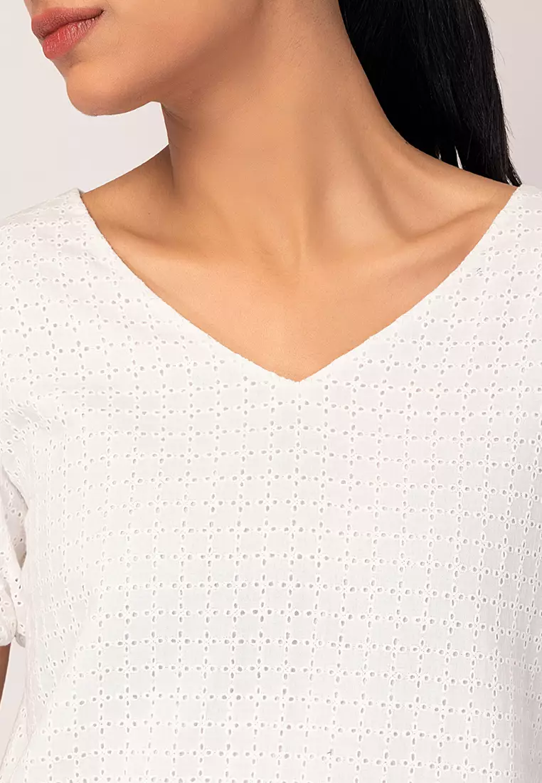 White Schiffli Top